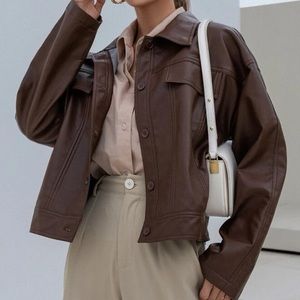 Brown leather jacket